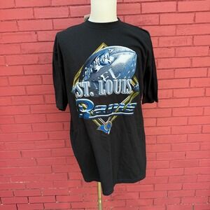 Vintage St Louis Rams NFL Football T Shirt XL‎ Game Day Black Tee